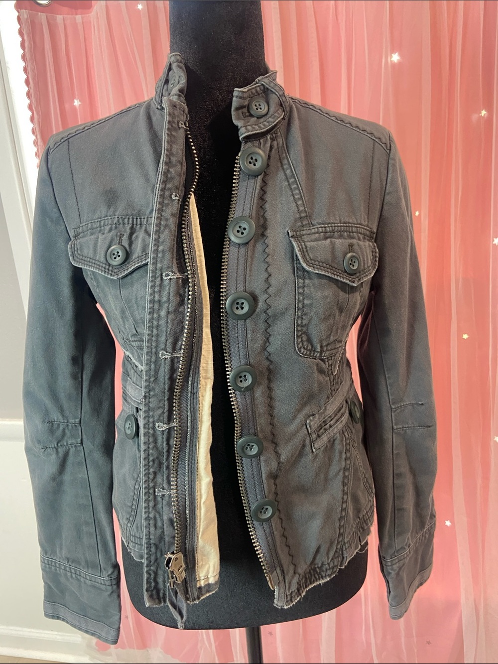 Cidra Women's Slate Gray Button-Front Utility Jacket size 4